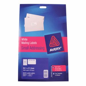 Avery Laser Spine Labels 38H X 21W mm WHITE/PKT 25