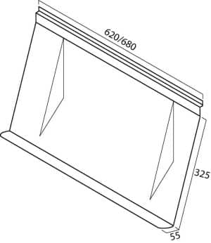 SLATWALL SHELF SLOPED DISPLAY CLEAR ACRYLIC 325 H X 680 W X 55 D MM