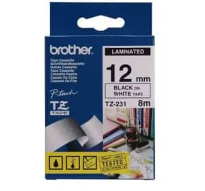 BROTHER TZ LAMINATED TAPE 18 MM X 8 M BLACK ON WHITE