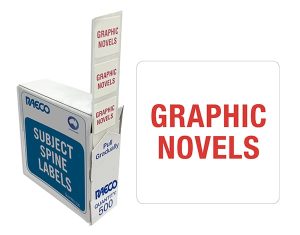 RED&WHITE PRINTED SPINE LABEL 19 H X 19 W MM GRAPHIC NOVELS/PKT 500