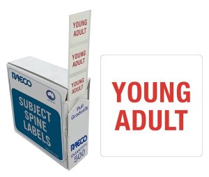 RED&WHITE PRINTED SPINE LABEL 19 H X 19 W MM YOUNG ADULT/PKT500